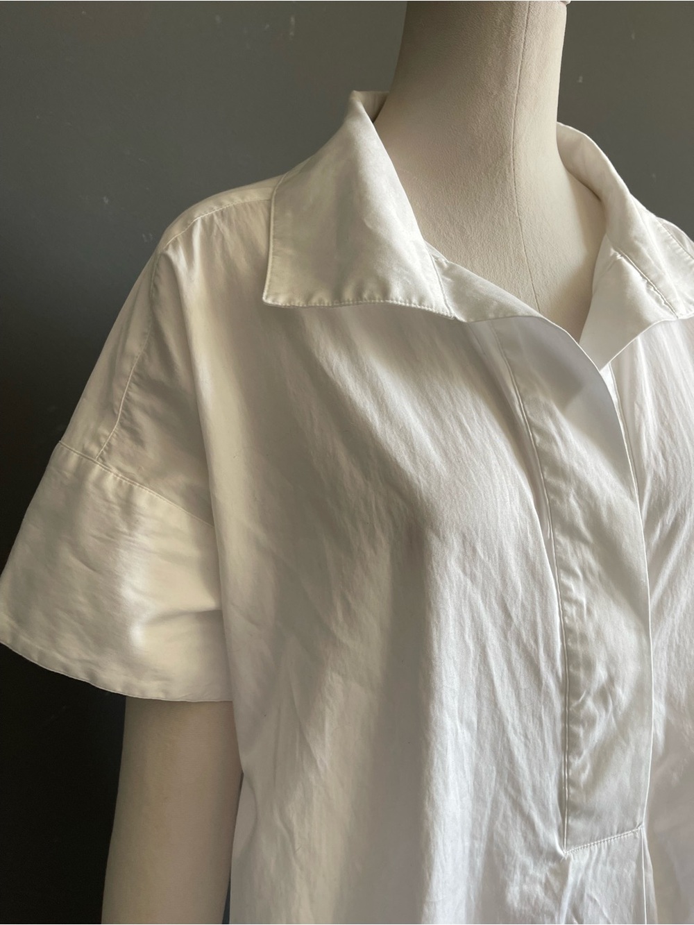 Banana Republic White Cotton Poplin Oversized Resort Trapeze Maxi Shirtdress M/L - Picture 4 of 11